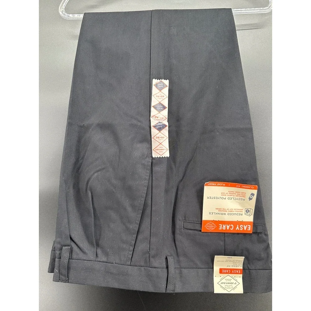 St. John's Bay Men's Black Dress Pants 40x32 Classic Fit Pleated Easy Care‎ NWT